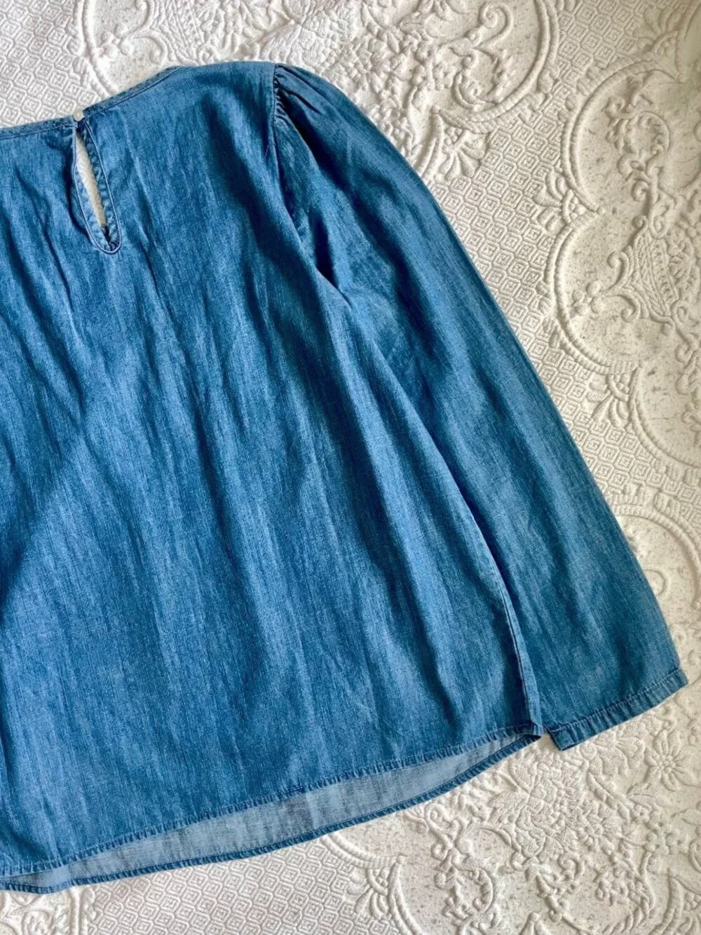 NWT J. Crew Cottage Chambray Puff-Sleeve Top Size Small